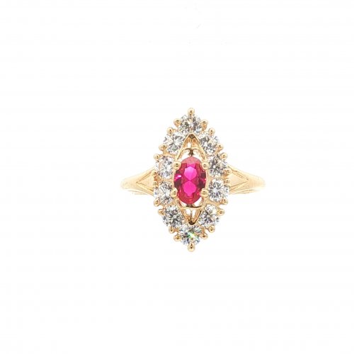 BAGUE MARQUISE OVALE ROUGE