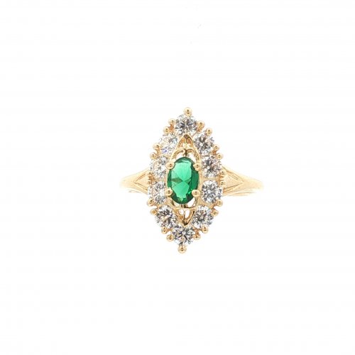 BAGUE MARQUISE OVALE VERT