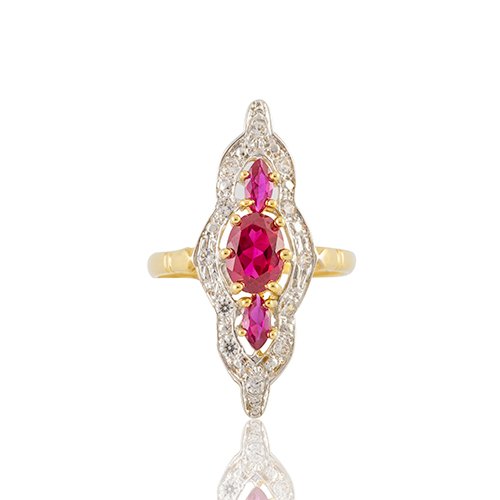 BAGUE MARQUISE OZ ROUGE