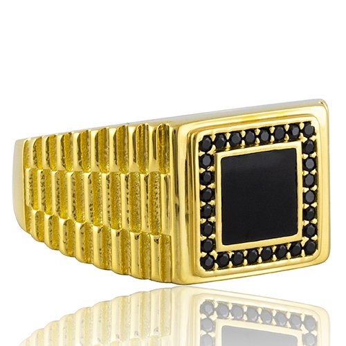 BAGUE LUXE ONYX CARRE