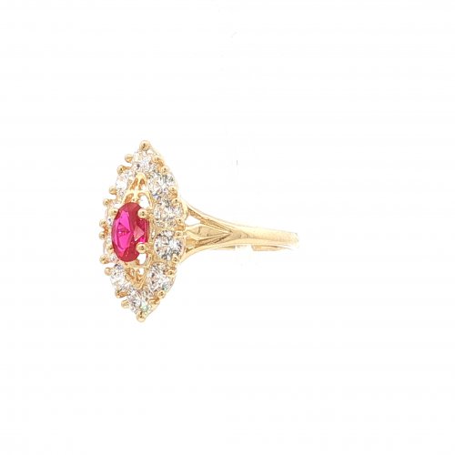 BAGUE MARQUISE OVALE ROUGE