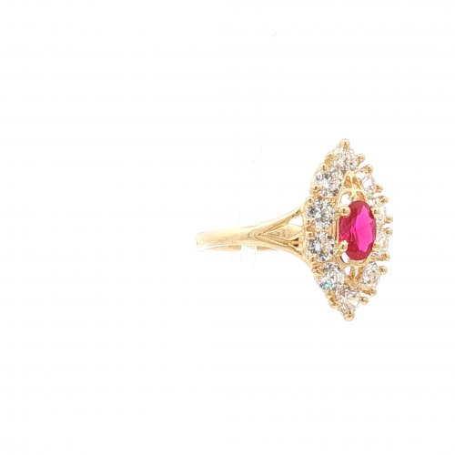 BAGUE MARQUISE OVALE ROUGE