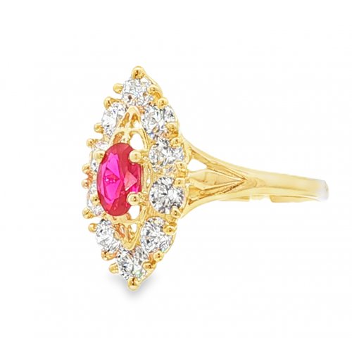 BAGUE MARQUISE OVALE ROUGE