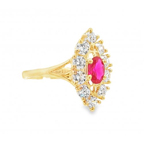 BAGUE MARQUISE OVALE ROUGE