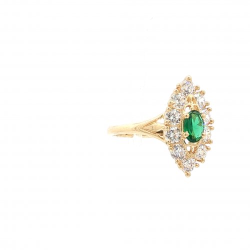 BAGUE MARQUISE OVALE VERT