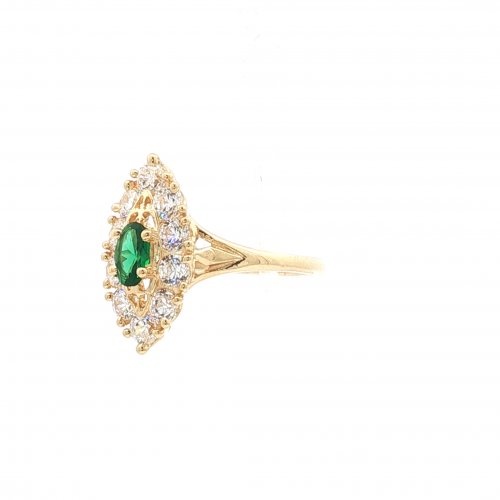 BAGUE MARQUISE OVALE VERT