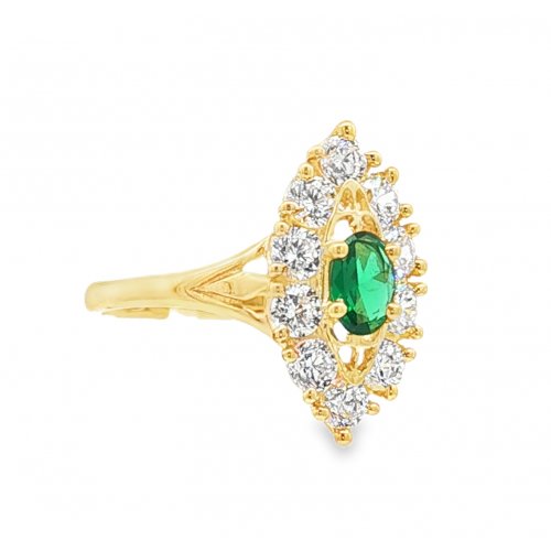 BAGUE MARQUISE OVALE VERT