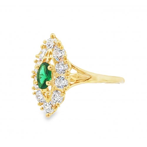 BAGUE MARQUISE OVALE VERT