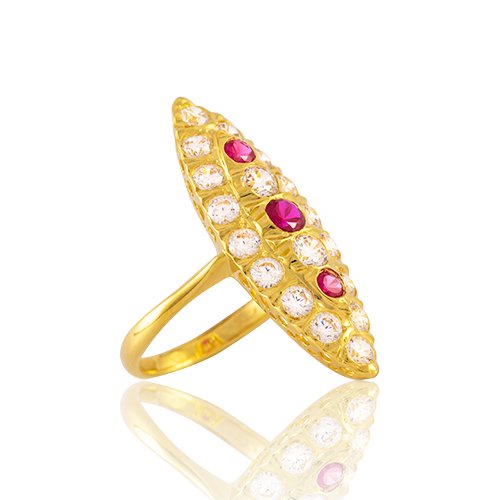 BAGUE MARQUISE OZ ROUGE