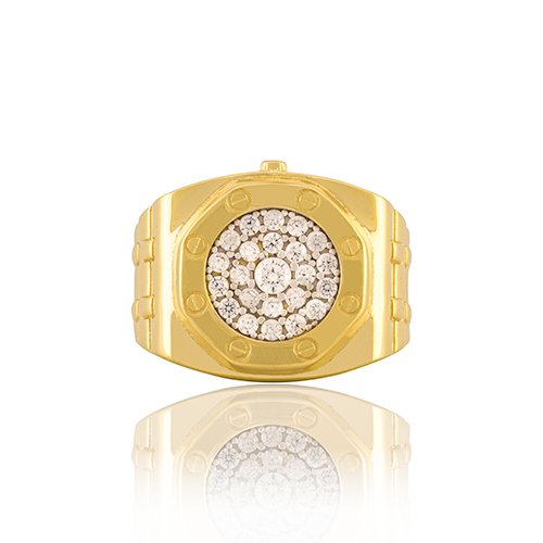 Bague chevalière montre en or 18 carats - Bijouterie Salam