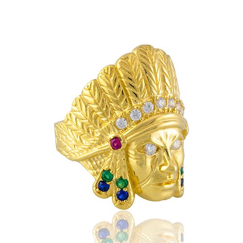 BAGUE TETE D'INDIEN                                        	