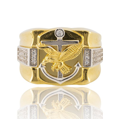 BAGUE AIGLE ET ANCRE MARINE