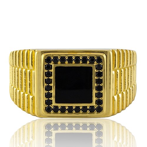 BAGUE LUXE ONYX CARRE