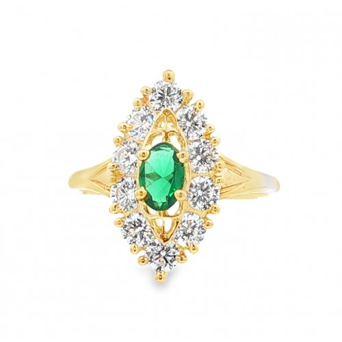 BAGUE MARQUISE OVALE VERT