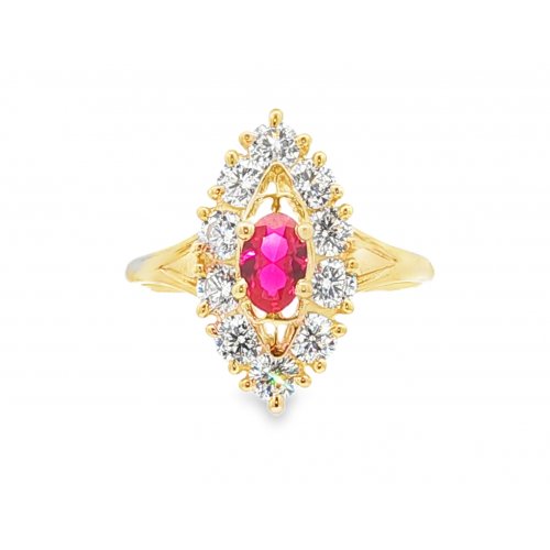 BAGUE MARQUISE OVALE ROUGE